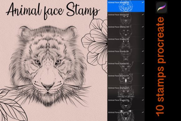 10 Animal Face Stamps: Procreate Art Made Simple