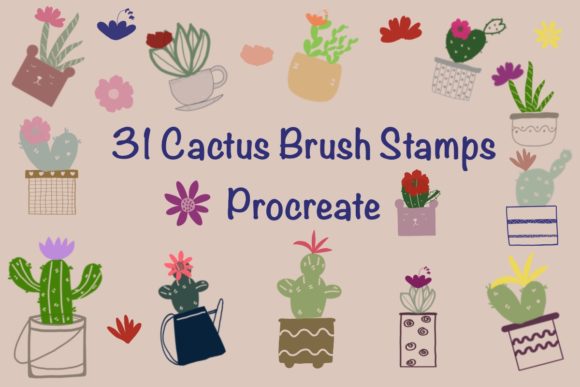 Bringing the Desert to Your Digital Canvas with 31 Cactus Decor Brush Stamps for Procreate