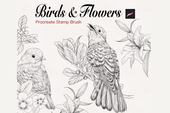 Enhance Art with Birds and Flowers Stamp for Procreate