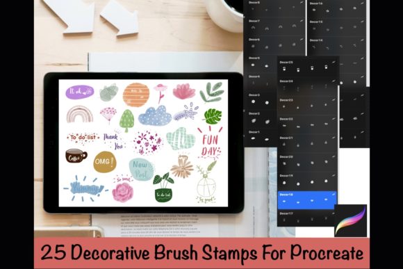 Evaluating the 25 Decorative Brush Stamps for Procreate Digital Asset