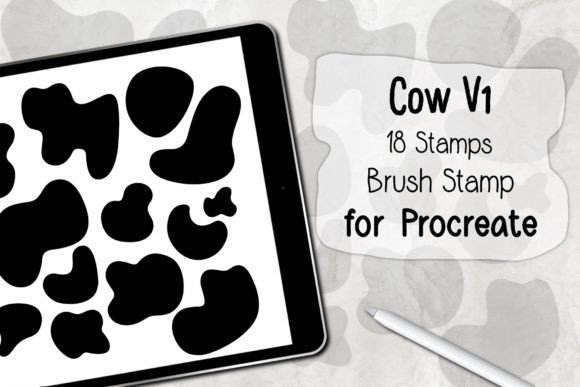 Stamp Brush Procreate Cow Pattern: 18 Unique Stamps