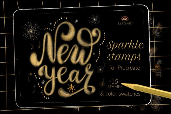 Strategic Visual Planning with Sparkle New Year Stamps and Lettering Brush