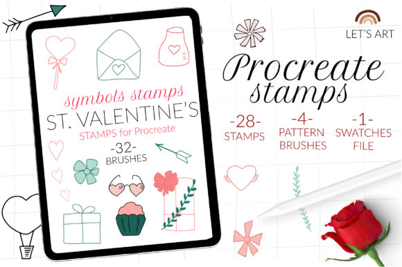 Streamlining Romantic Design Workflows with Valentine's Stamps for Procreate