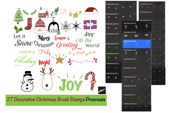 Transform Your Digital Art with the 27 Decorative Christmas Brush Procreate Set