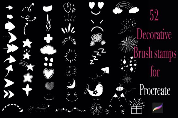 Unlock Your Creative Potential with 52 Decorative Procreate Brush Stamps