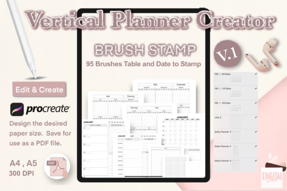Vertical Planner Creator Brush Stamp V.1